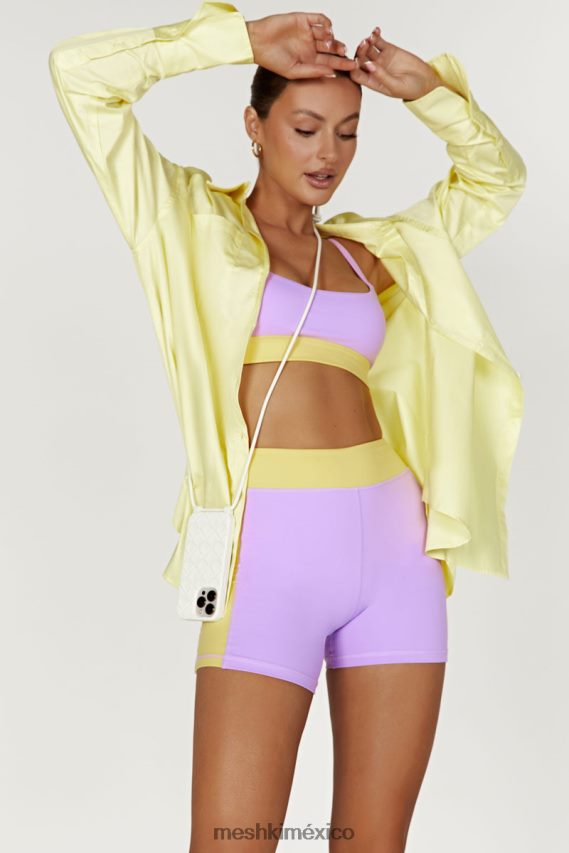 Meshki pantalones cortos de dos tonos taleah lila/amarillo ropa H48F8H1474