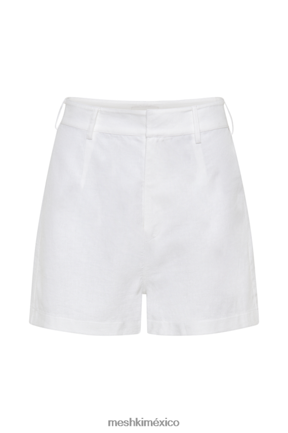 Meshki pantalones cortos de lino jadri blanco ropa H48F8H1423