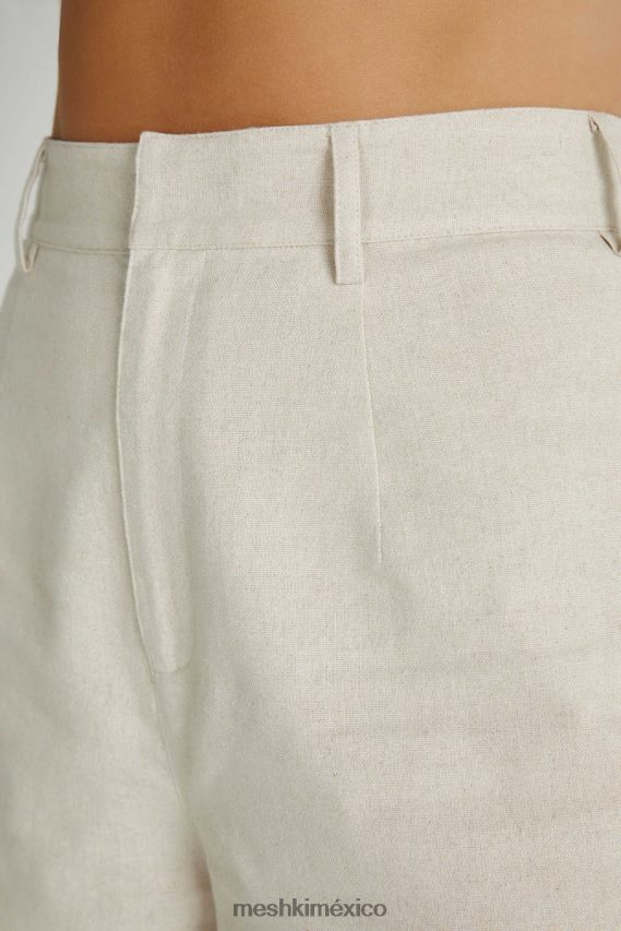 Meshki pantalones cortos de lino jadri natural ropa H48F8H1388
