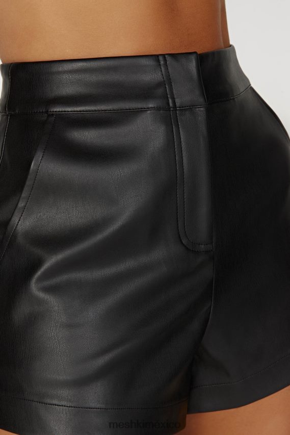 Meshki pantalones cortos de piel sintética ingrid negro ropa H48F8H1414