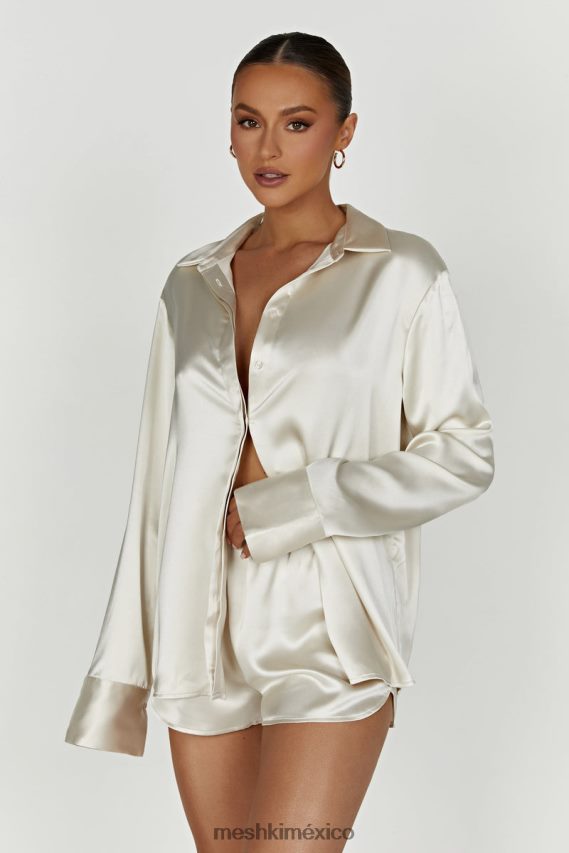 Meshki pantalones cortos de raso meera Marfil ropa H48F8H1304