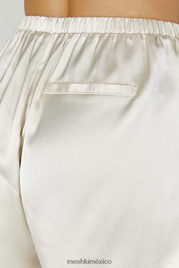 Meshki pantalones cortos de raso meera Marfil ropa H48F8H1304