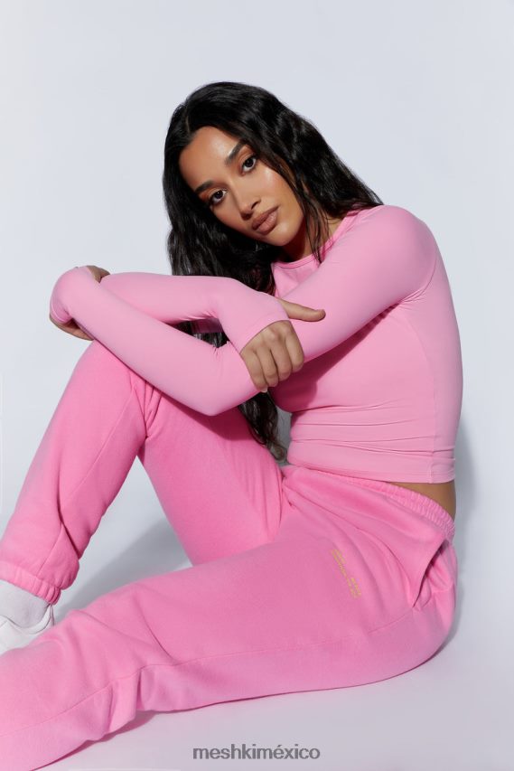 Meshki jogger camille extragrande con espalda polar rosa caramelo ropa H48F8H1515