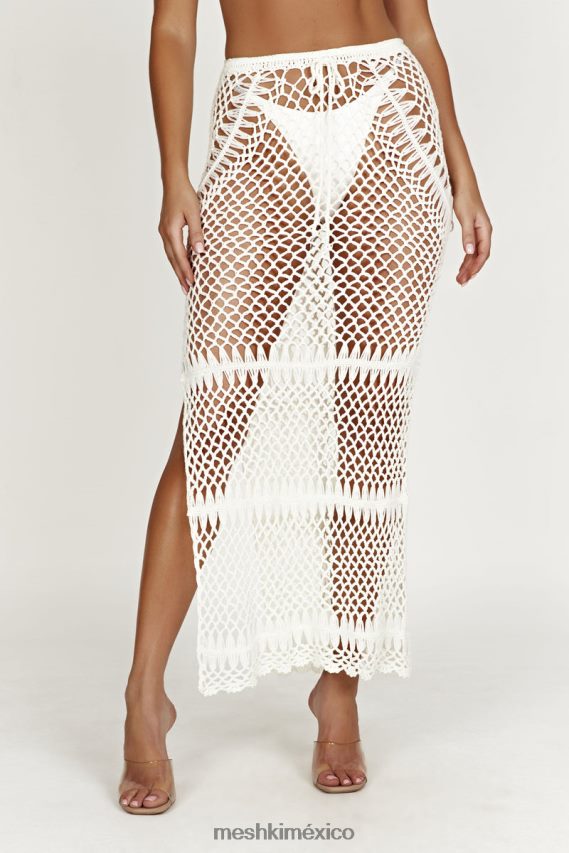 Meshki falda larga bonnie de crochet blanco ropa H48F8H1439
