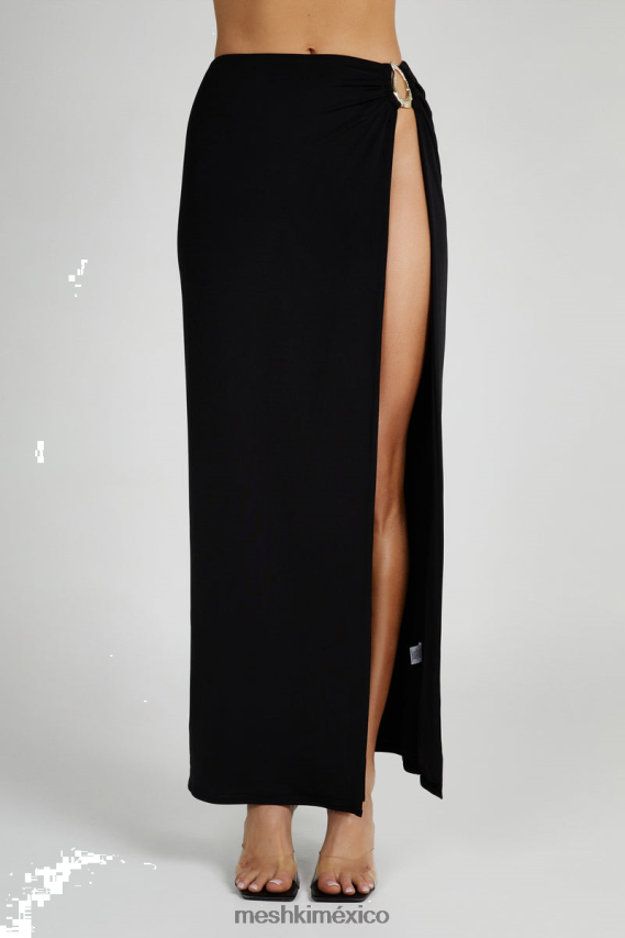 Meshki falda larga ceñida con herrajes suri negro ropa H48F8H1256