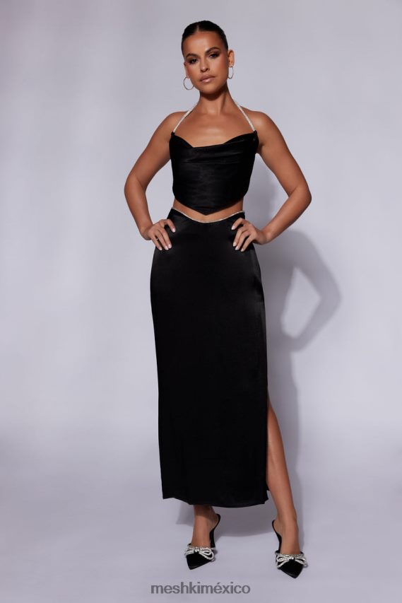 Meshki falda larga con cuerdas y diamantes de Christie negro ropa H48F8H1476