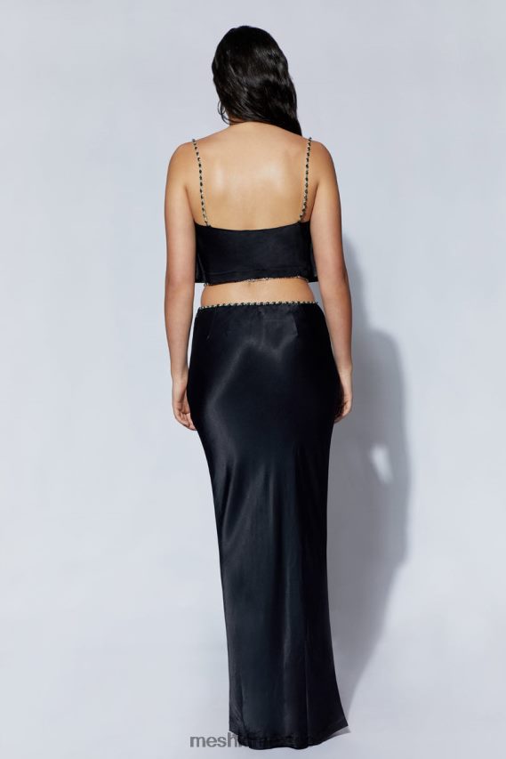 Meshki falda larga con ribete de strass havva negro ropa H48F8H1466