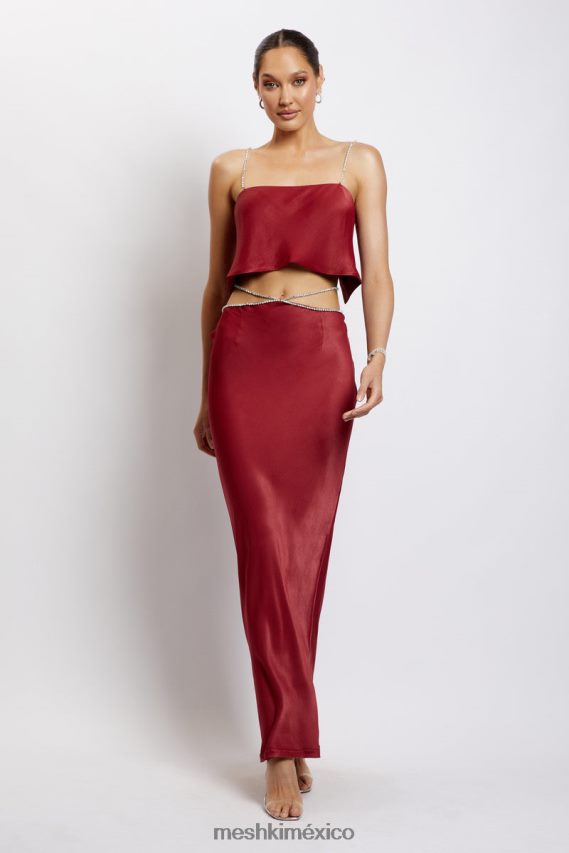 Meshki falda larga dayana con strass vino ropa H48F8H1383