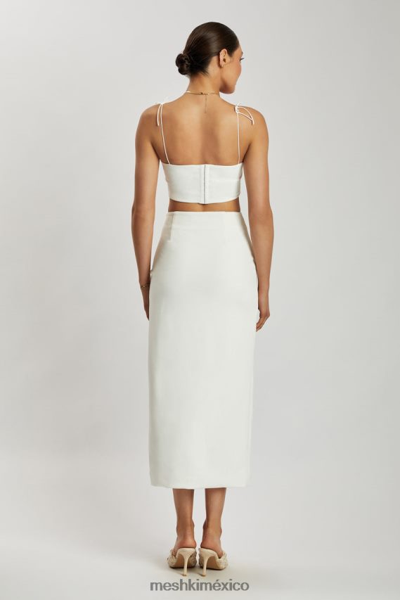 Meshki falda larga de crepé con abertura en el muslo y cintura alta Arla blanco ropa H48F8H1421