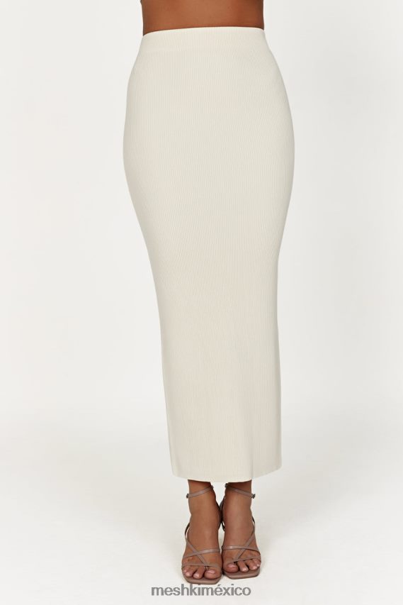 Meshki falda larga de punto con abertura Kaesha hueso ropa H48F8H1272