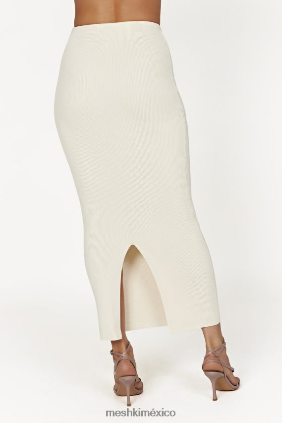 Meshki falda larga de punto con abertura Kaesha hueso ropa H48F8H1272