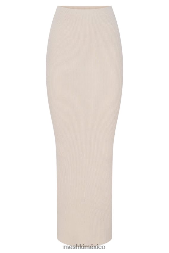 Meshki falda larga de punto con abertura Kaesha hueso ropa H48F8H1272
