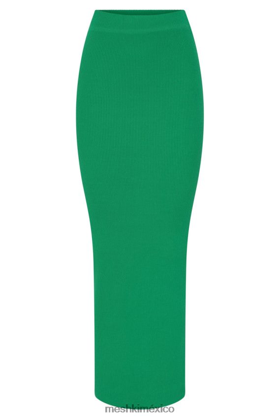 Meshki falda larga de punto con abertura Kaesha verde ropa H48F8H1534