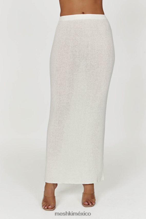 Meshki falda larga de punto maribelle blanco ropa H48F8H1343