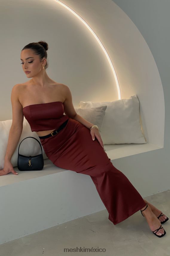 Meshki falda larga de satén mariah chocolate con cerezas ropa H48F8H1471