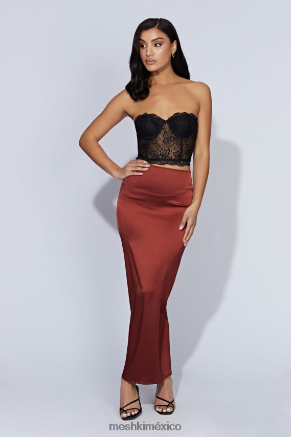 Meshki falda larga de satén mariah chocolate con cerezas ropa H48F8H1471