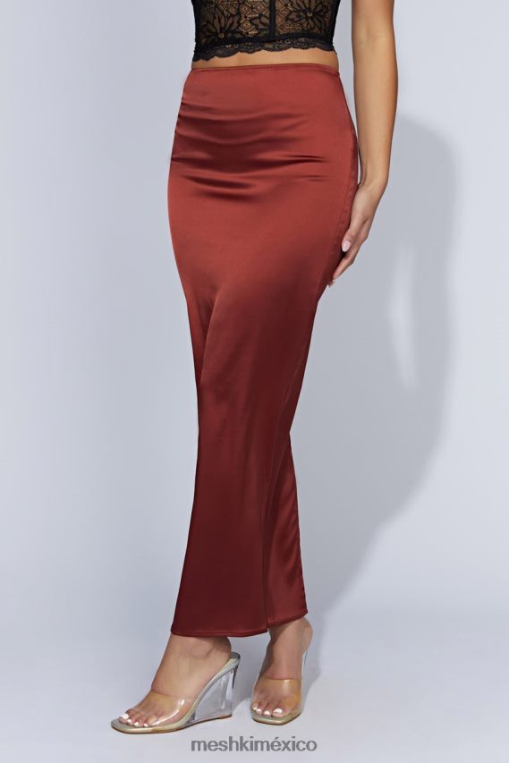 Meshki falda larga de satén mariah chocolate con cerezas ropa H48F8H1471