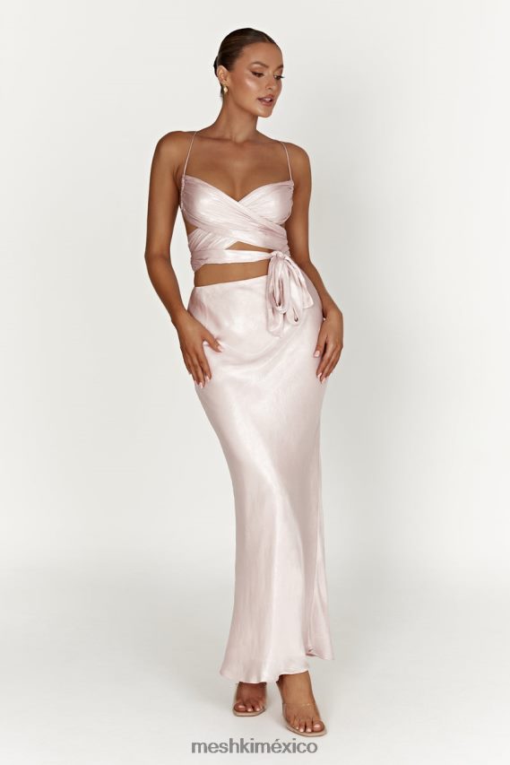 Meshki falda larga de satén raine rubor rosa ropa H48F8H1433