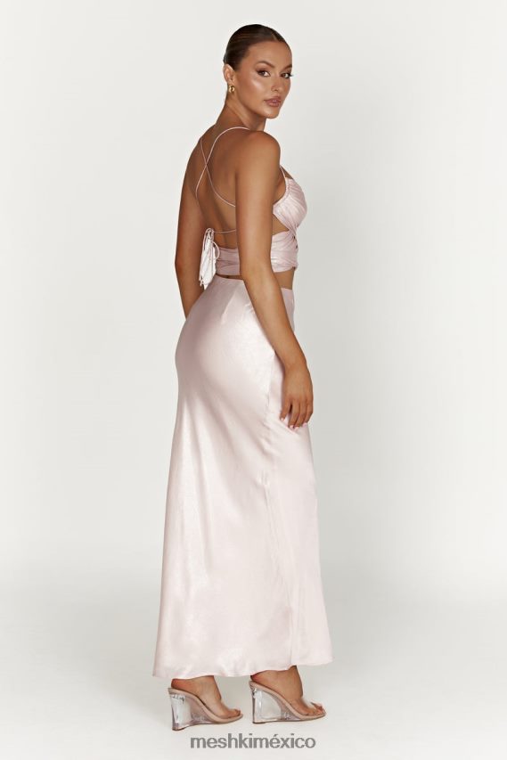 Meshki falda larga de satén raine rubor rosa ropa H48F8H1433