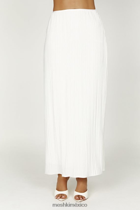 Meshki falda larga plisada elsie blanco ropa H48F8H1362