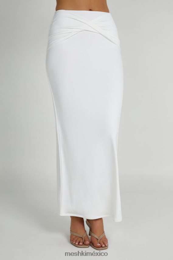 Meshki falda larga retorcida ceri blanco ropa H48F8H1344