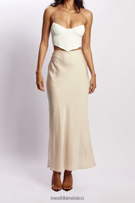 Meshki falda maxi de satén missy champán ropa H48F8H1349