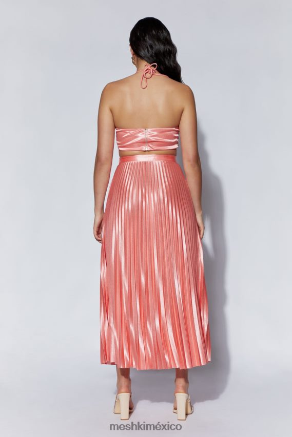 Meshki falda midi shirin de satén plisada agua de rosas ropa H48F8H1507