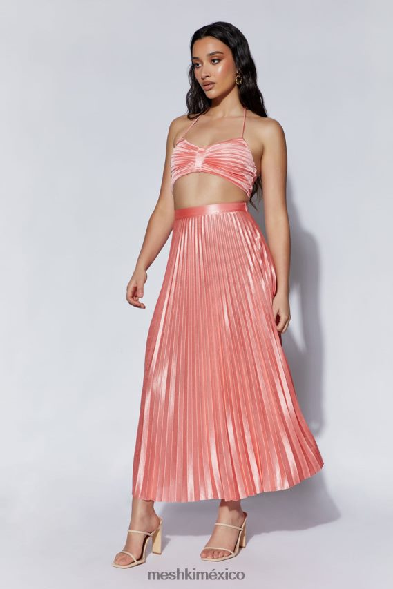 Meshki falda midi shirin de satén plisada agua de rosas ropa H48F8H1507