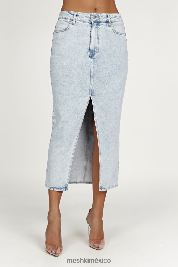 Meshki falda midi vaquera de acacia azul claro ropa H48F8H1264