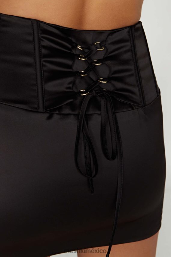 Meshki minifalda con corsé escarlata negro ropa H48F8H1516