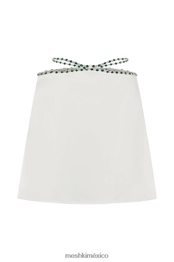 Meshki minifalda con ribete de strass de Farah blanco ropa H48F8H1447
