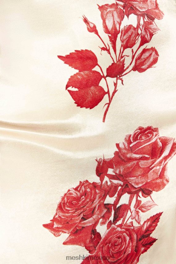 Meshki minifalda de satén amia estampado de rosas ropa H48F8H1370