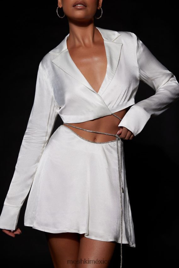 Meshki minifalda flauta con cuerda y strass talulah blanco ropa H48F8H1548