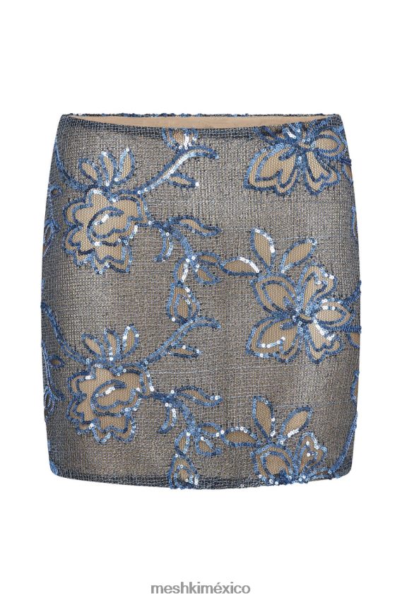 Meshki minifalda jessica con abertura lateral y lentejuelas azul ropa H48F8H1505
