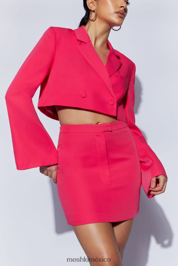 Meshki minifalda josie de crepé frambuesa ropa H48F8H1543