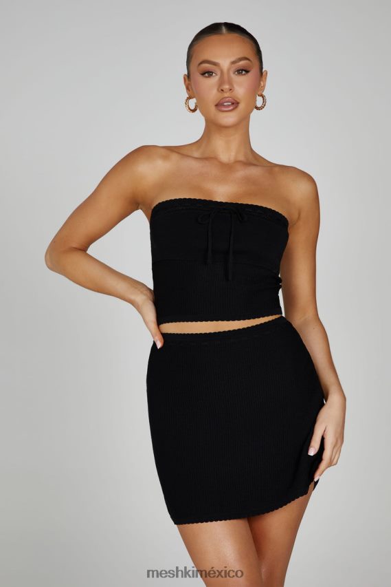 Meshki minifalda kyra tipo gofre negro ropa H48F8H1285