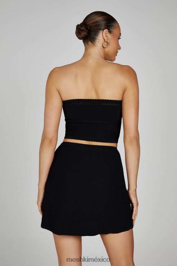 Meshki minifalda kyra tipo gofre negro ropa H48F8H1285