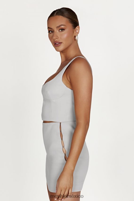 Meshki minifalda lainey con corchetes y ojales gris ropa H48F8H1346