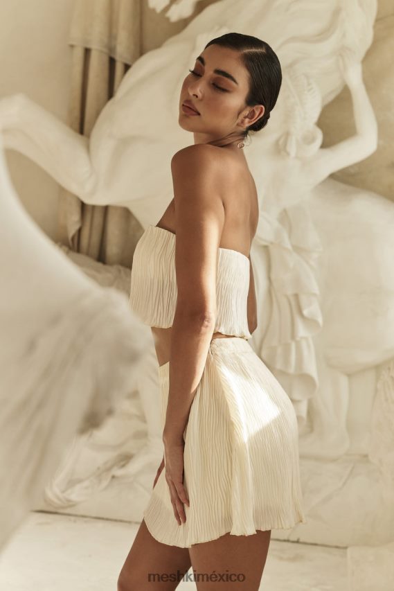 Meshki minifalda plisada brigid Marfil ropa H48F8H1302