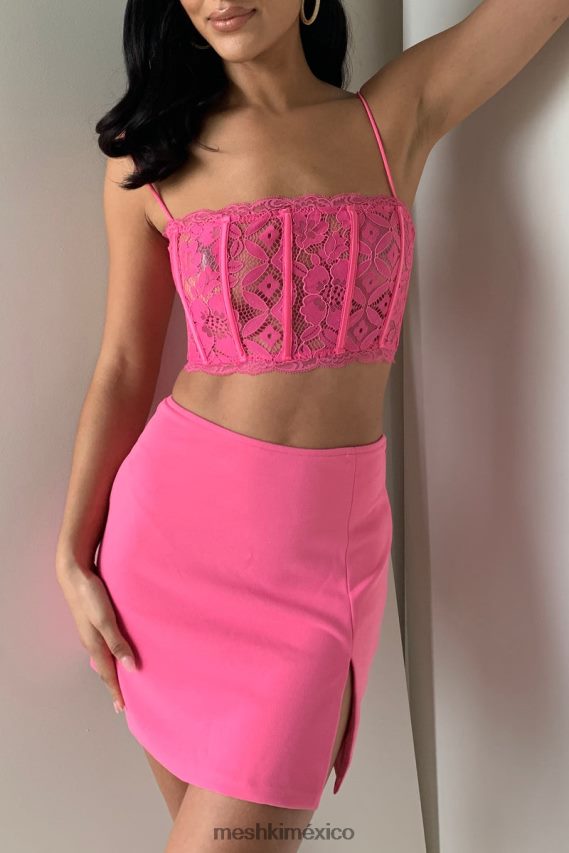 Meshki minifalda roma rosa chicle ropa H48F8H1452
