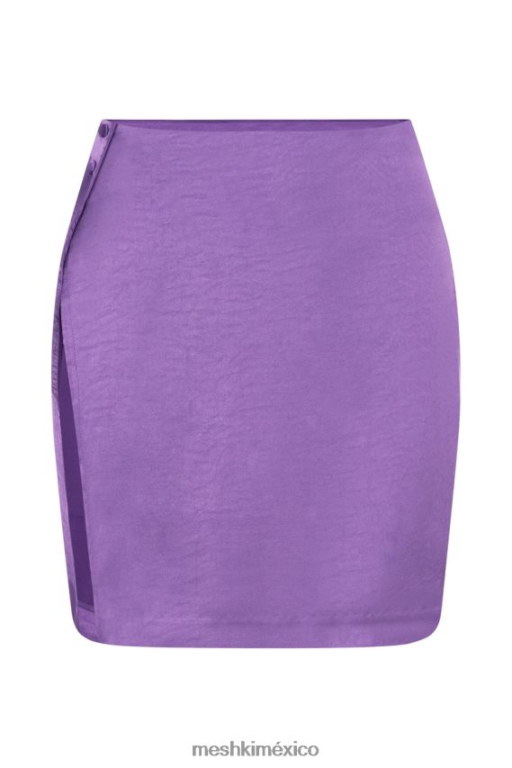 Meshki minifalda romi cruzada asimétrica de satén púrpura ropa H48F8H1530