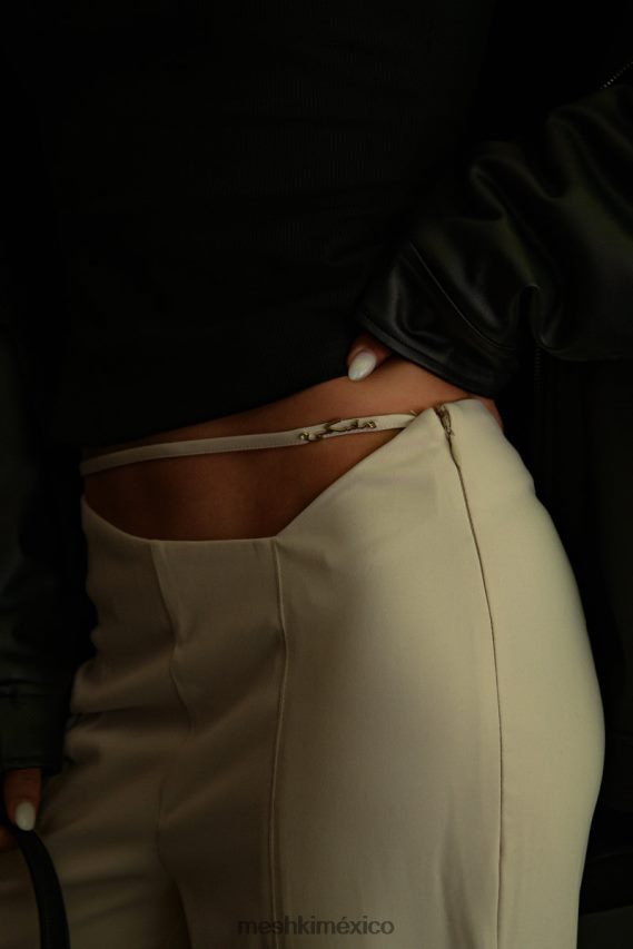 Meshki pantalón bahar de tiro medio con tira ancha en la pierna trigo ropa H48F8H1588