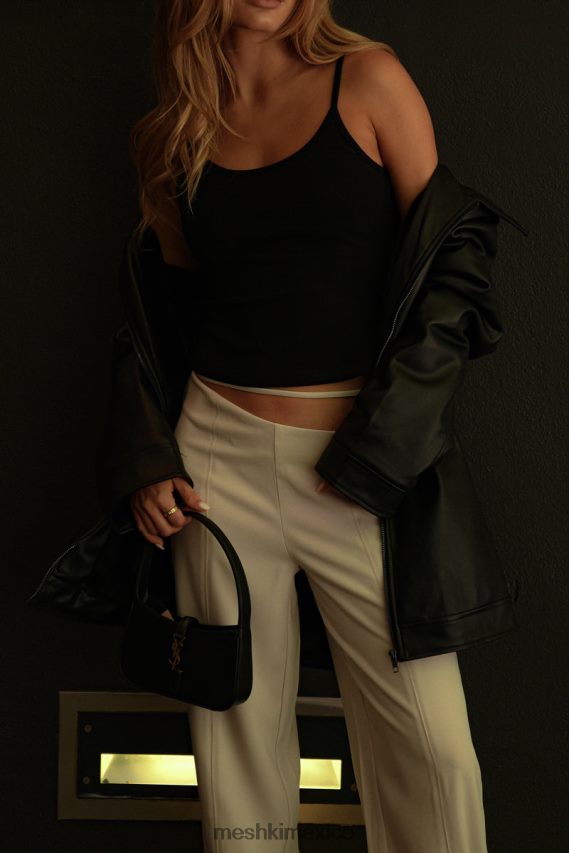 Meshki pantalón bahar de tiro medio con tira ancha en la pierna trigo ropa H48F8H1588