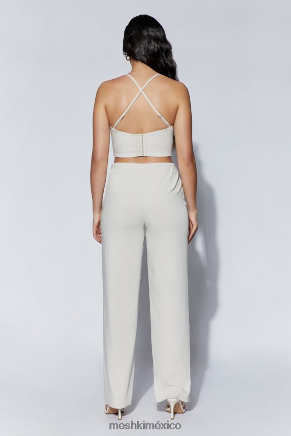 Meshki pantalón bahar de tiro medio con tira ancha en la pierna trigo ropa H48F8H1588