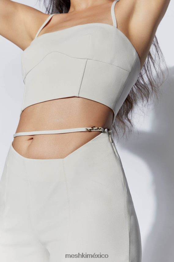 Meshki pantalón bahar de tiro medio con tira ancha en la pierna trigo ropa H48F8H1588