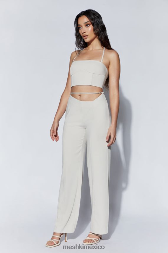 Meshki pantalón bahar de tiro medio con tira ancha en la pierna trigo ropa H48F8H1588