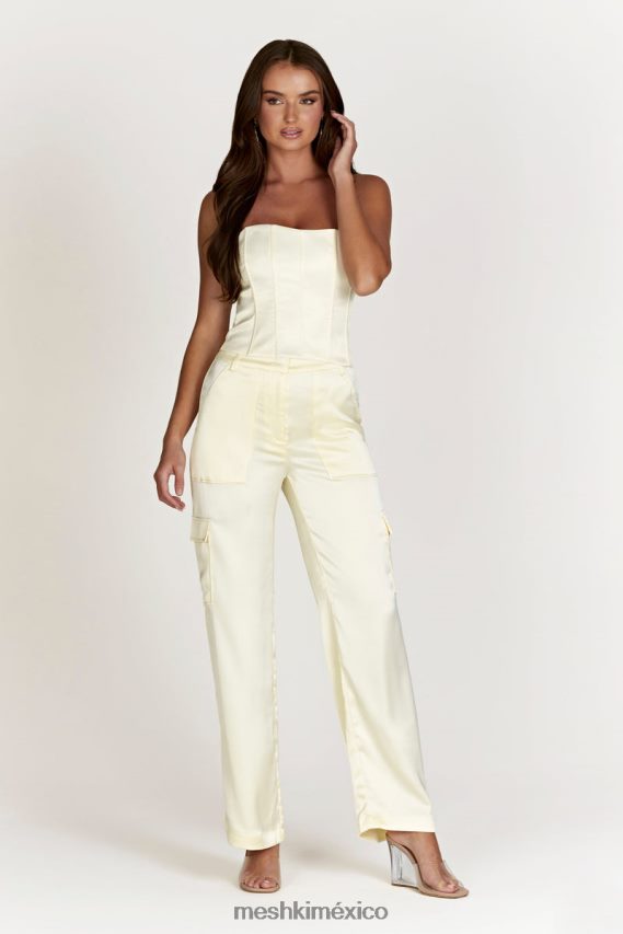 Meshki pantalón cargo amaya de satén hueso ropa H48F8H1511