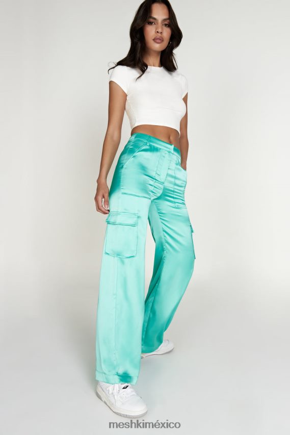 Meshki pantalón cargo amaya de satén menta ropa H48F8H1567