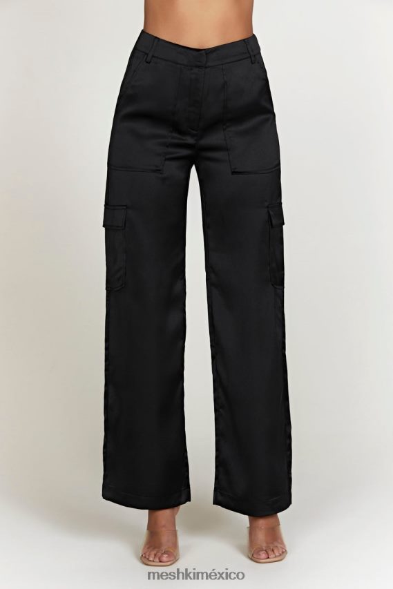 Meshki pantalón cargo amaya de satén negro ropa H48F8H1574