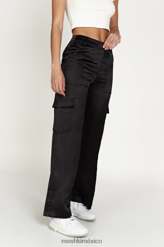 Meshki pantalón cargo amaya de satén negro ropa H48F8H1574